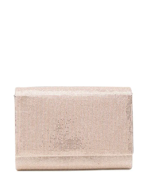 crystal-embellished chain-strap clutch bag