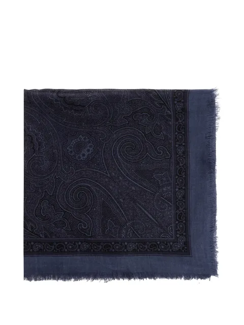 paisley-print raw-edge scarf