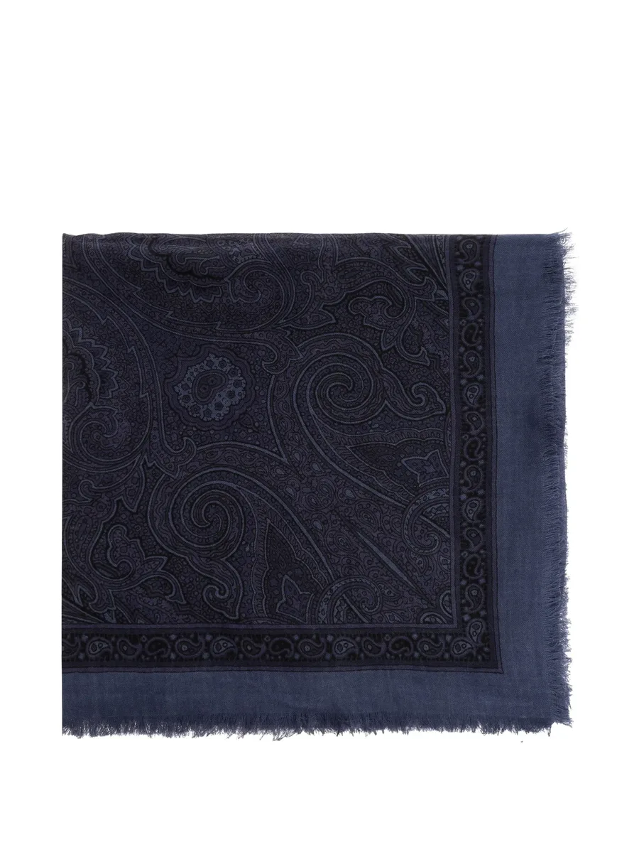 paisley-print raw-edge scarf 1