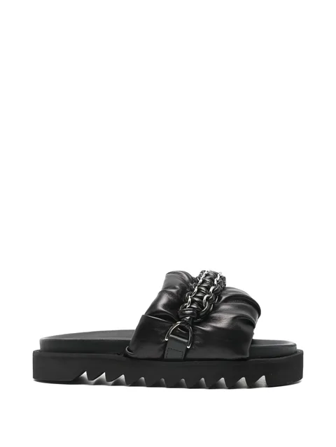 chain-detail leather sandals