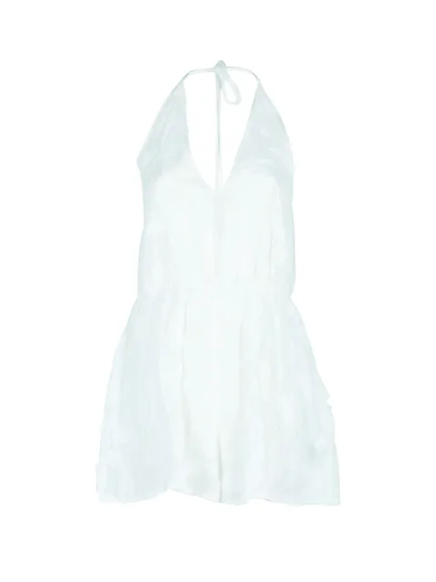 tie-neck cotton romper