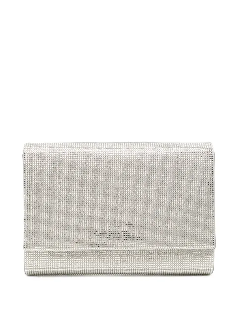 crystal-embellished chain-strap clutch bag