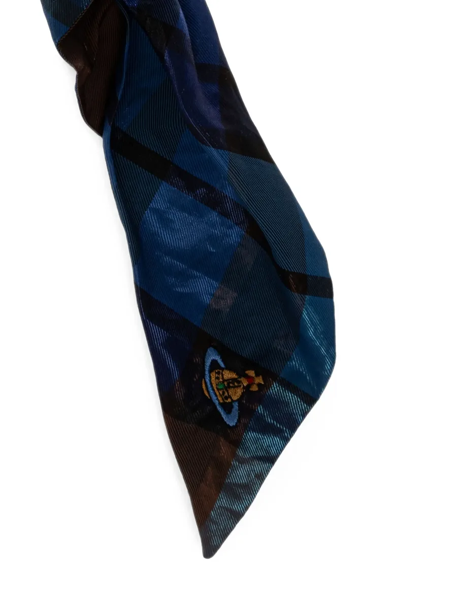 tartan-print knotted hair scrunchie 3