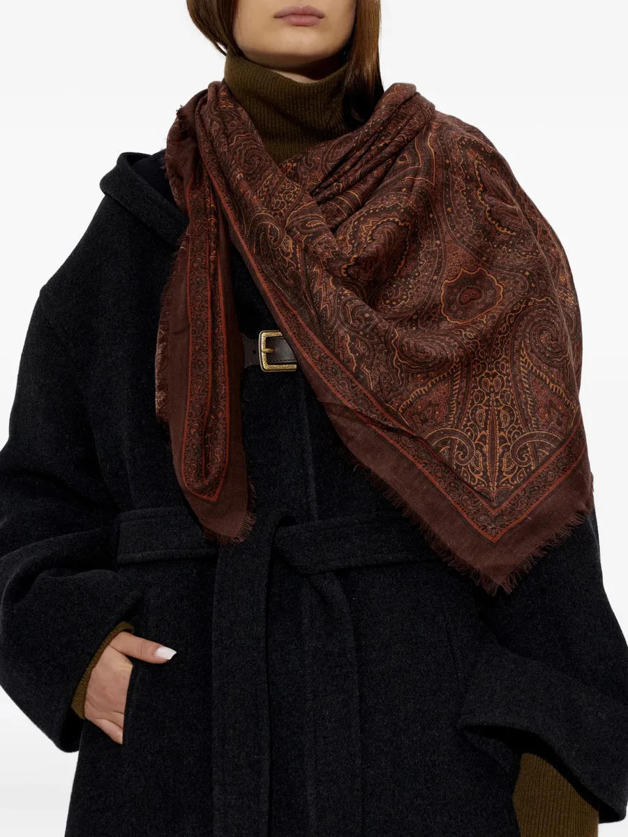 paisley-print frayed scarf 4
