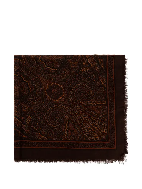 paisley-print frayed scarf