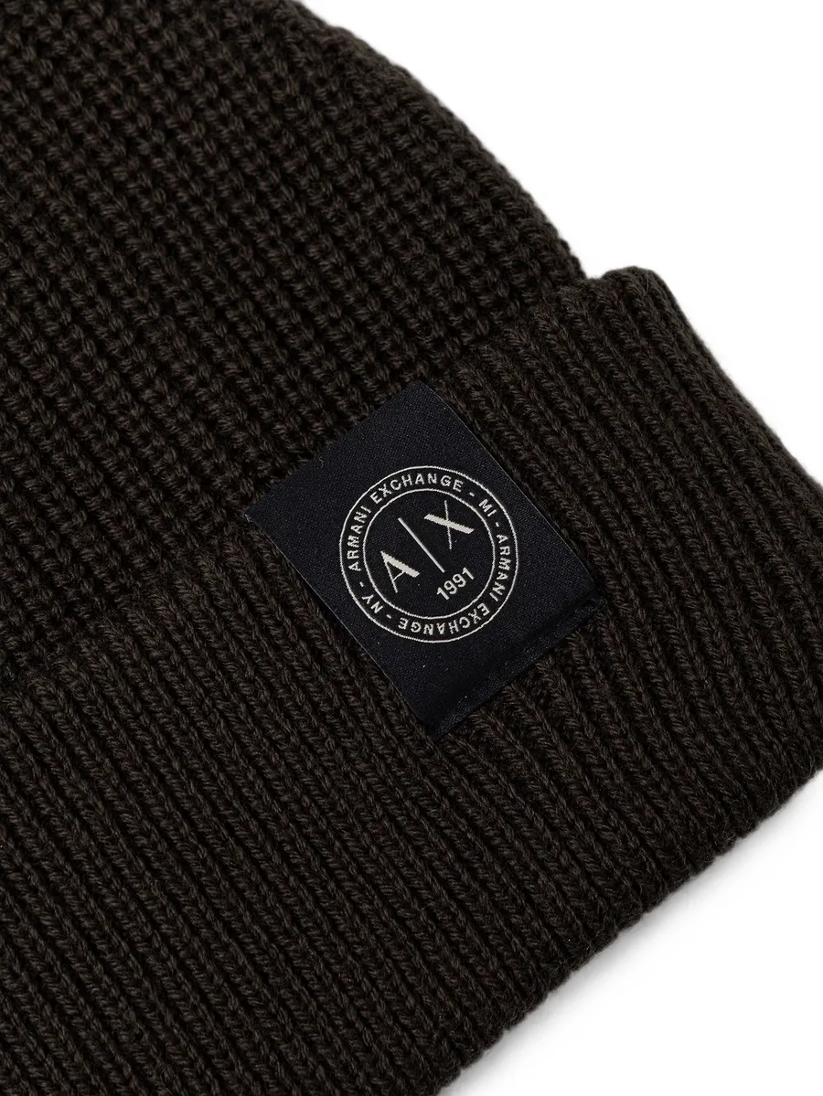 logo-patch ribbed-knit beanie hat 3