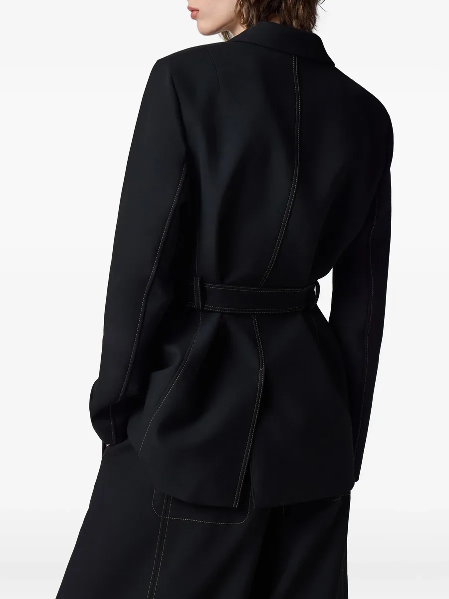 black belted jacket with contrast top stitching 4