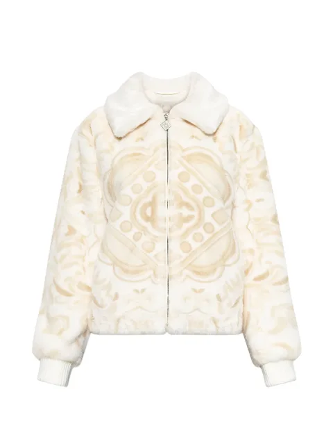 zip-up faux-fur jacket