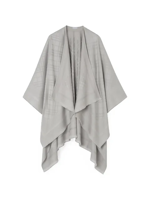 Check wool cashmere cape