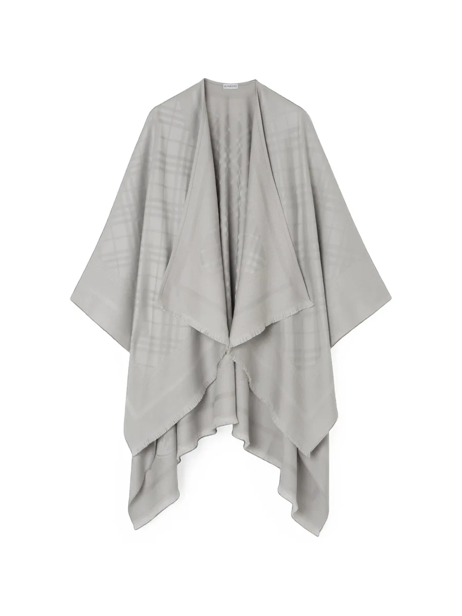 Check wool cashmere cape 1