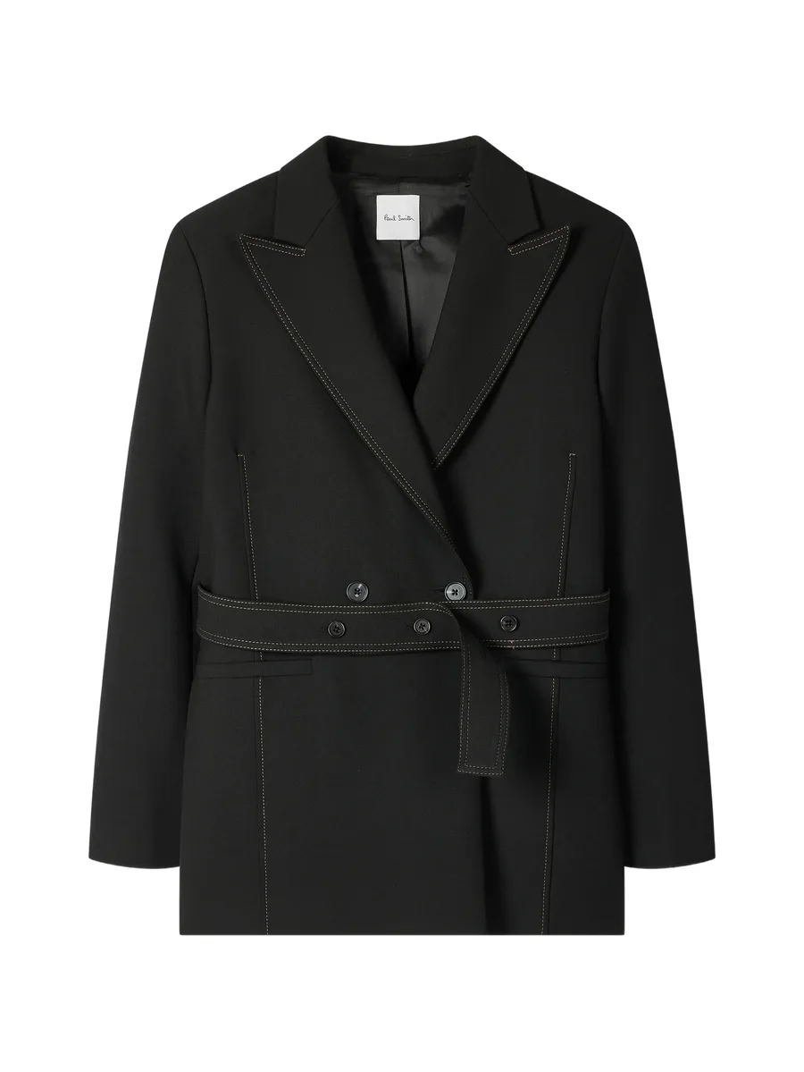 black belted jacket with contrast top stitching 1