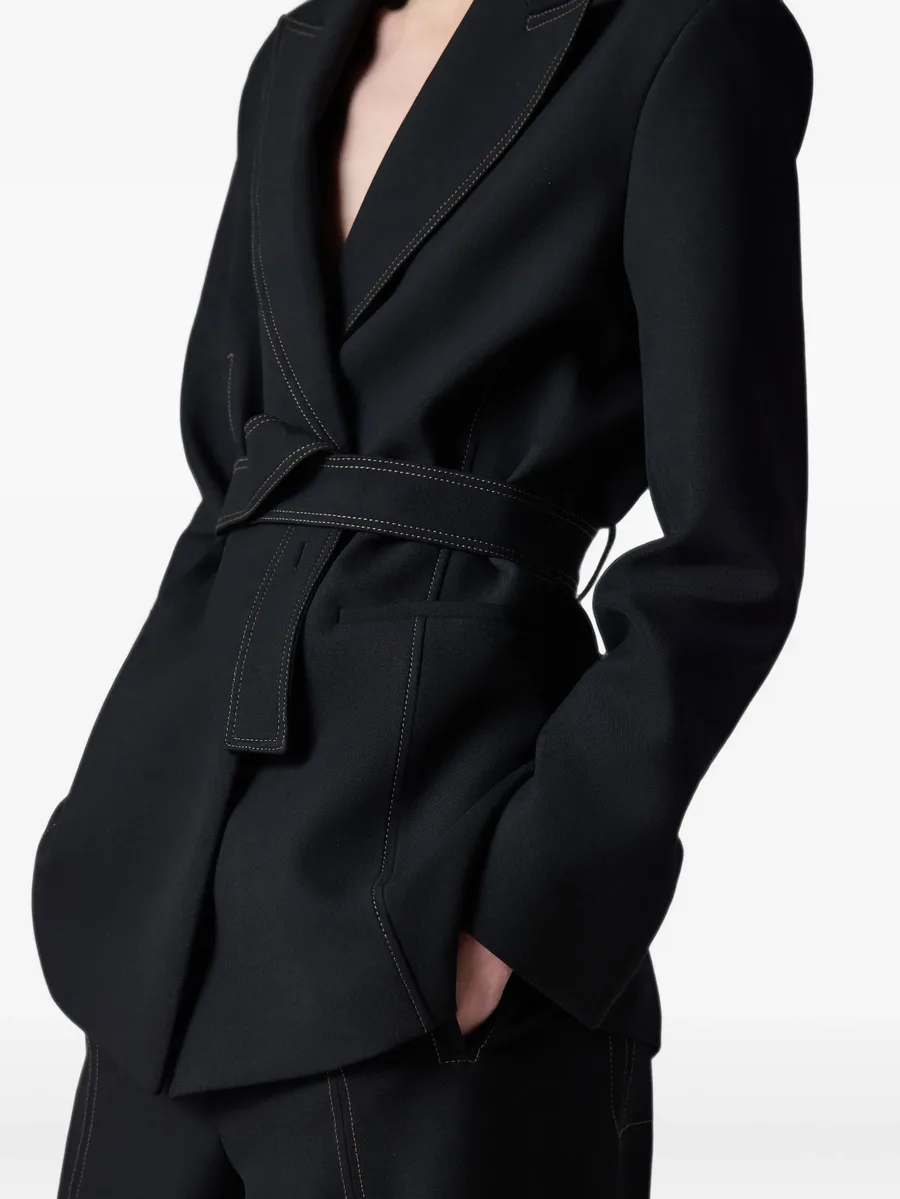 black belted jacket with contrast top stitching 5