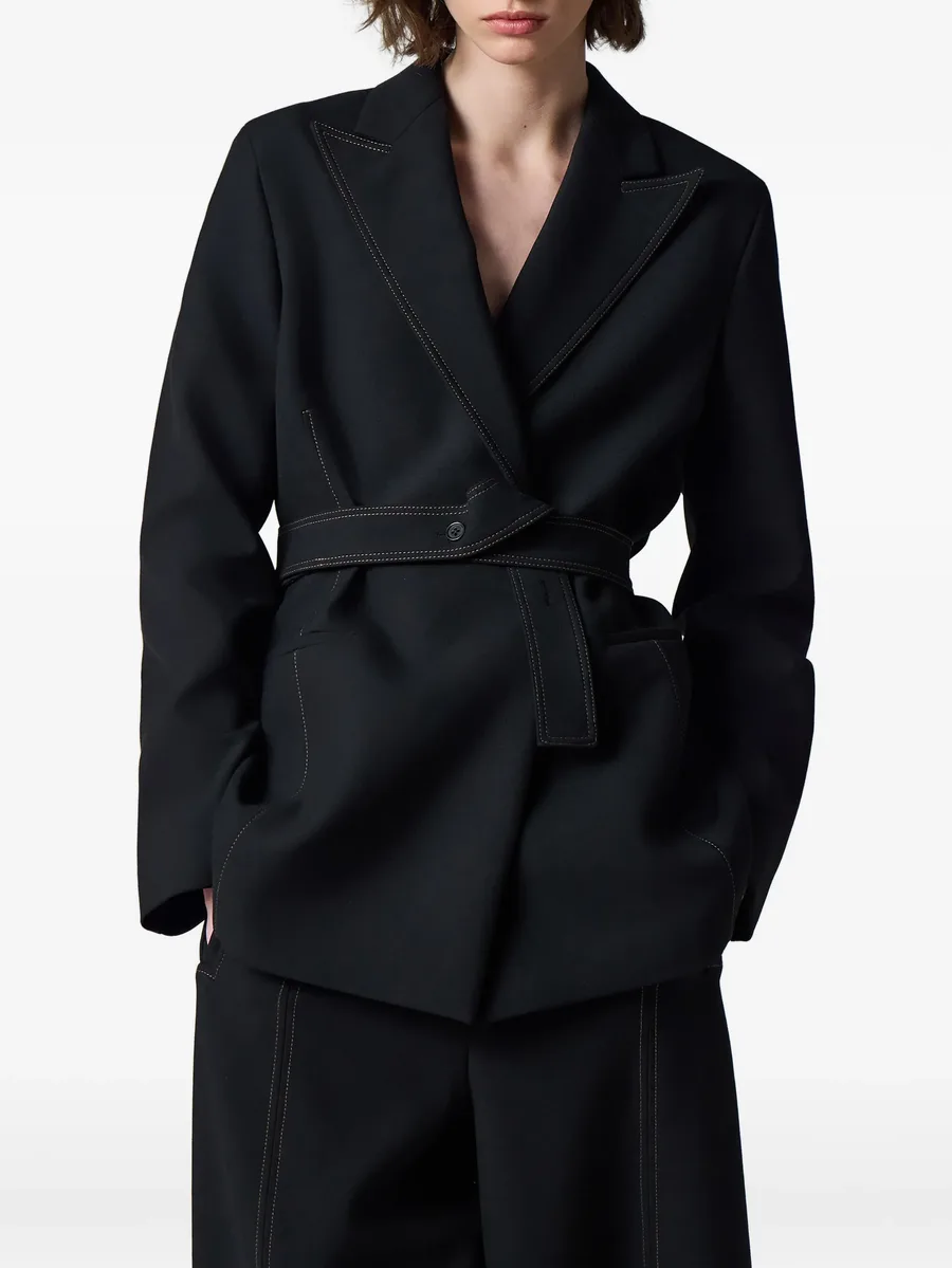 black belted jacket with contrast top stitching 3