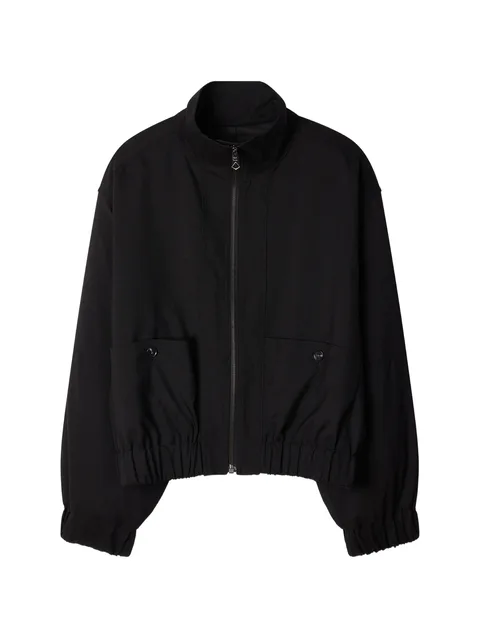 black hopsack wool bomber jacket