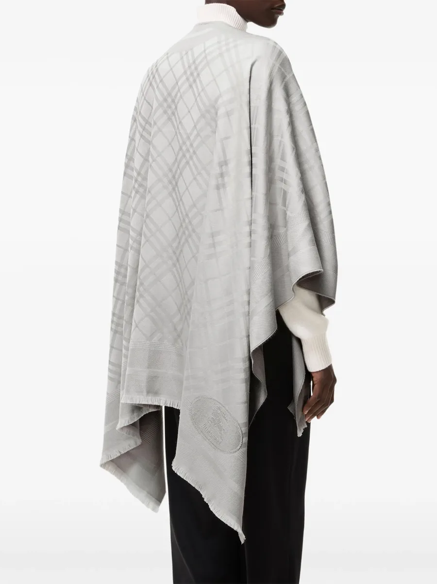 Check wool cashmere cape 3
