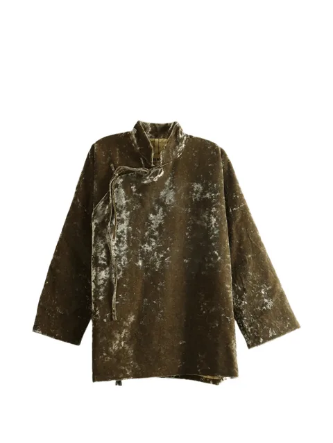 Kika crushed-velvet tie-fastening jacket