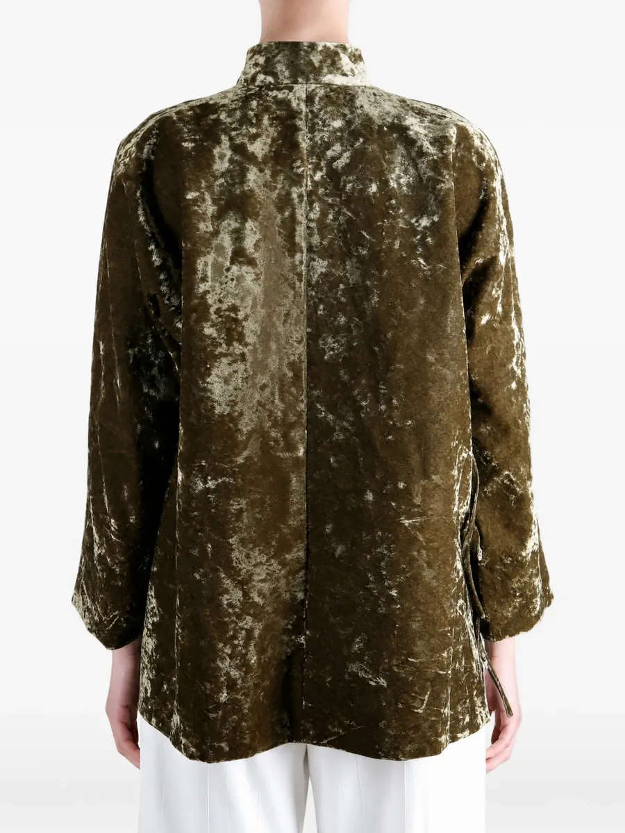 Kika crushed-velvet tie-fastening jacket 4