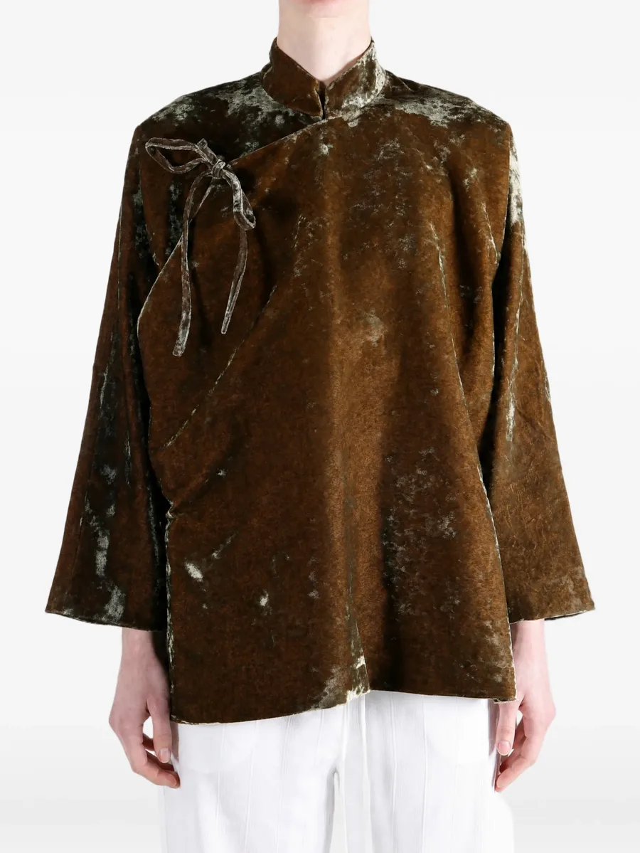 crushed-velvet side-tie jacket 2