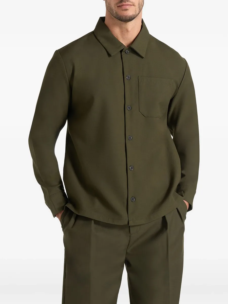 Valentin in olive classic tailored ling sleeve shirt 3