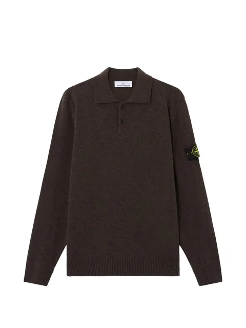 5100018 light RWS Geelong wool loose-fit polo-collar jumper with button placket