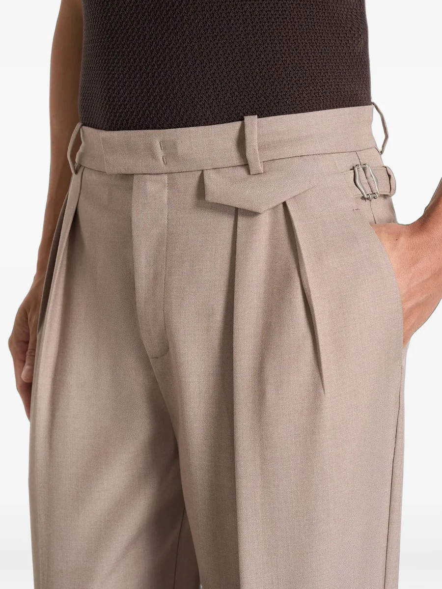 Pierre in taupe twin-pleat tailored trousers 5