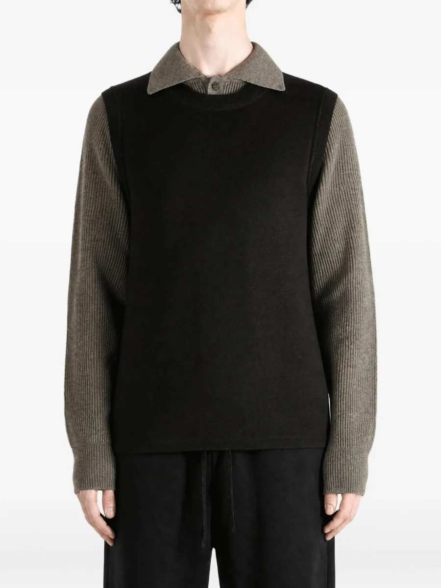 layered-effect ribbed-sleeve sweater 2