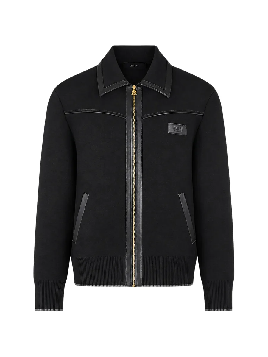 leather trim zipped blouson 1