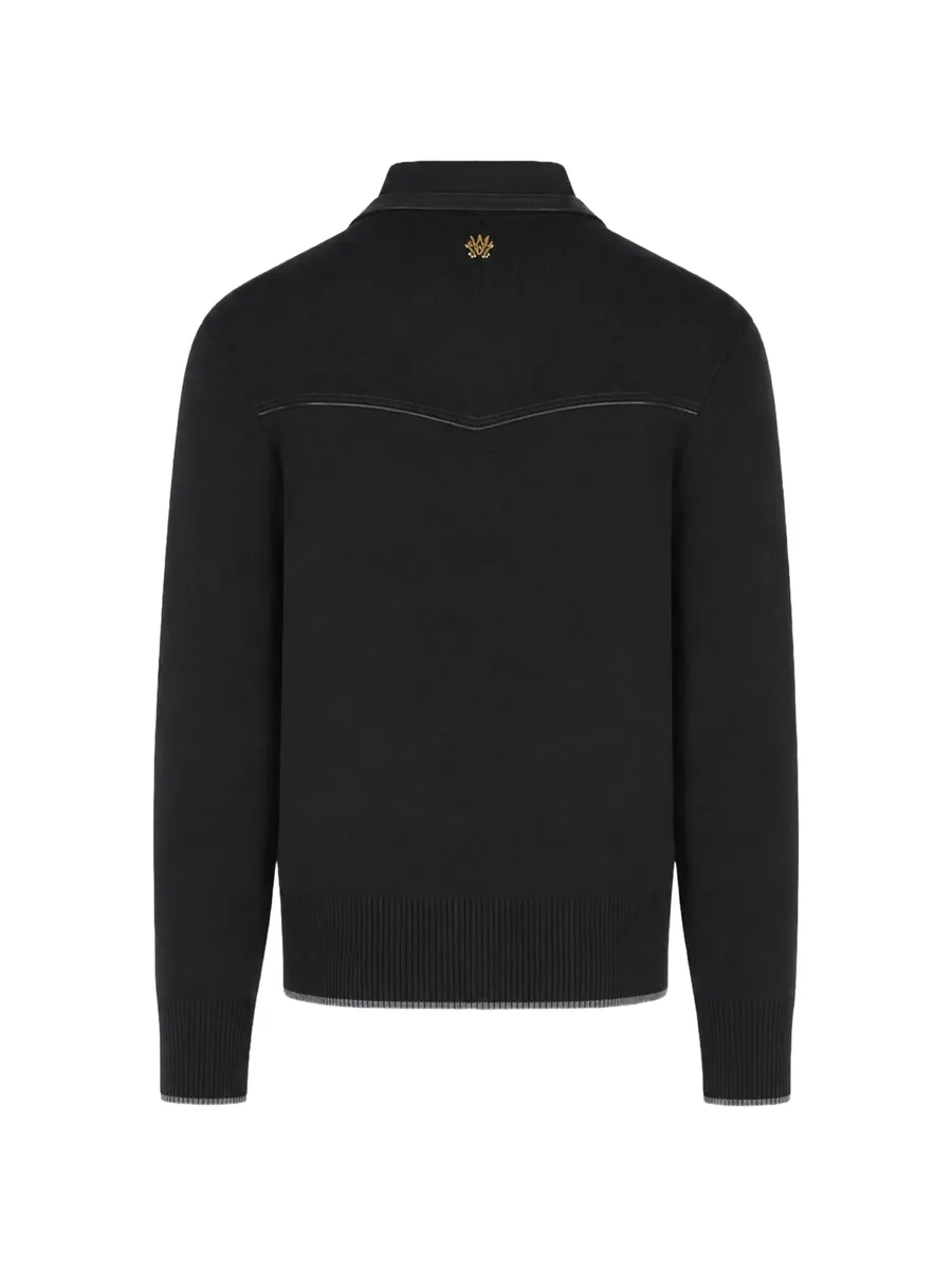 leather trim zipped blouson 2