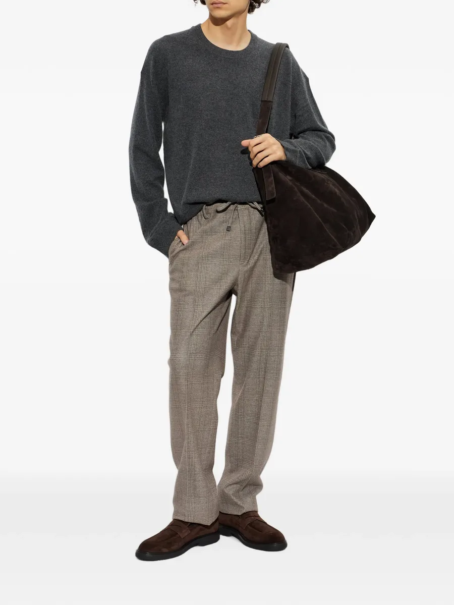 check-pattern drawstring trousers 2