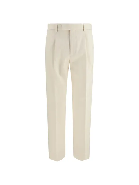 pleated straight-leg trousers