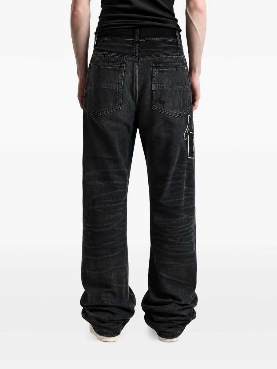 logo-embroidered faded jeans 4