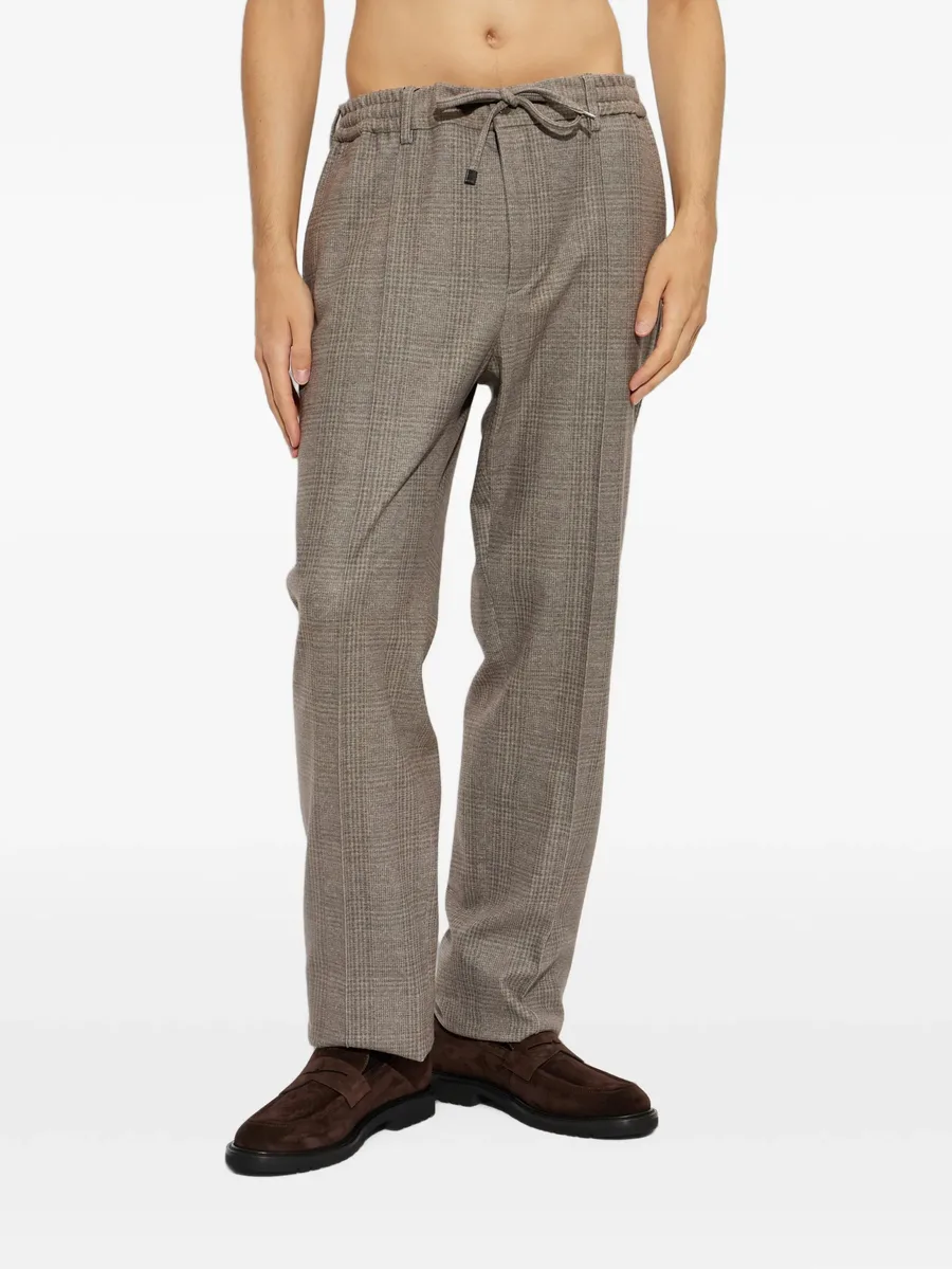 check-pattern drawstring trousers 3