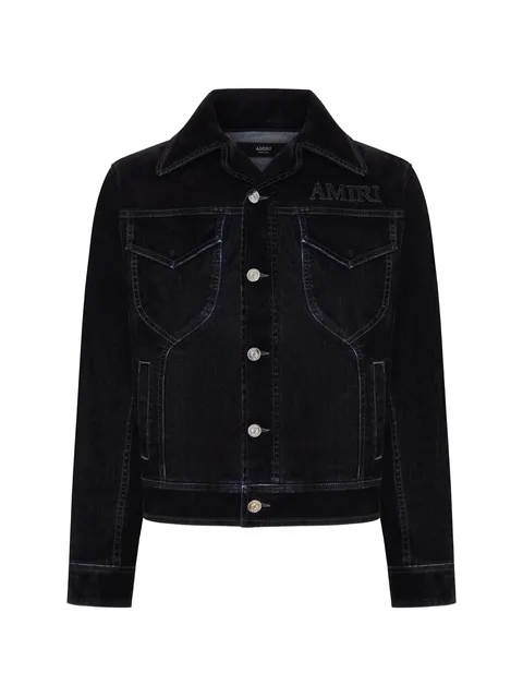 logo-embroidered denim jacket