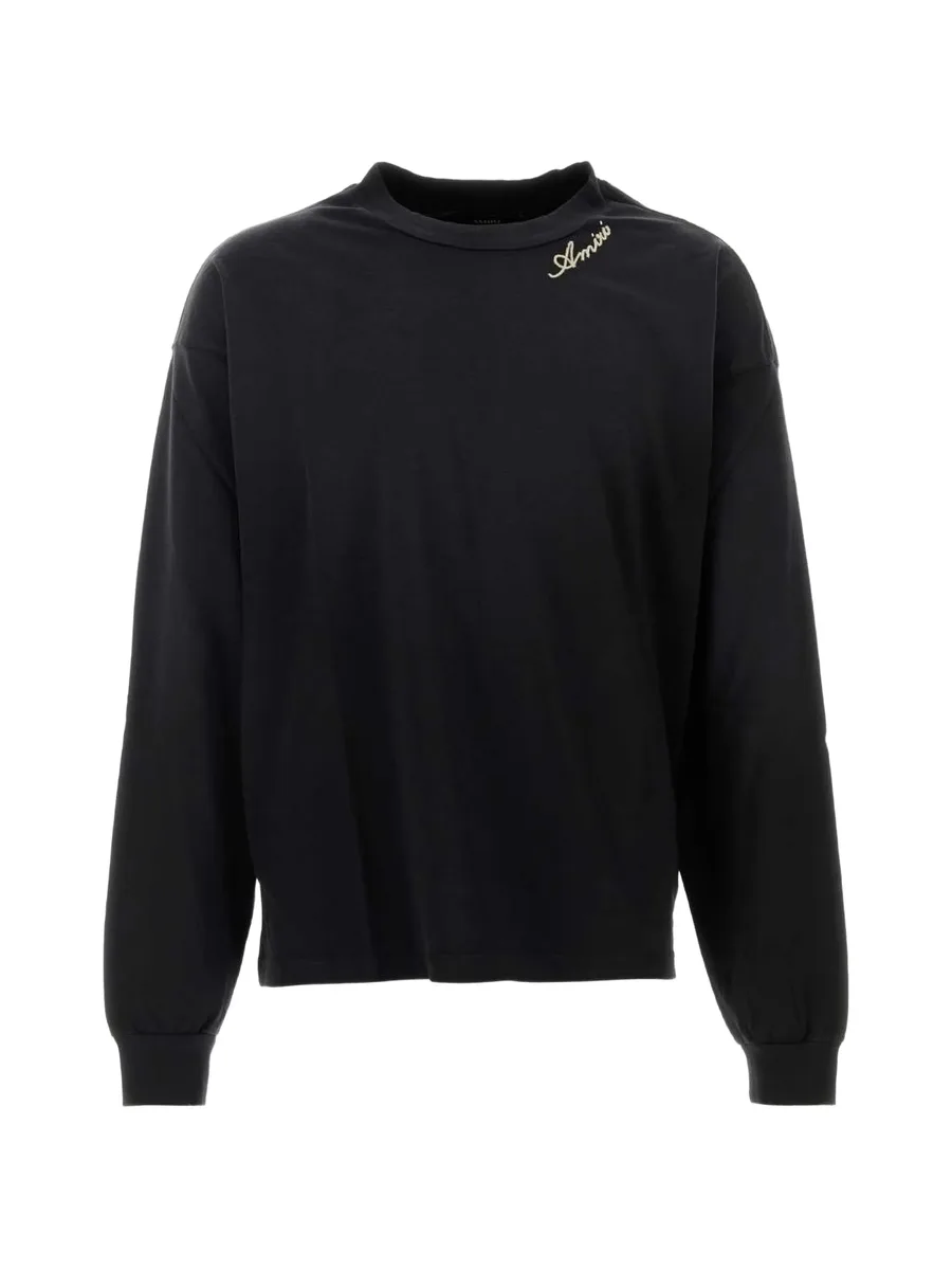 logo-embroidered long-sleeved cotton T-shirt 1