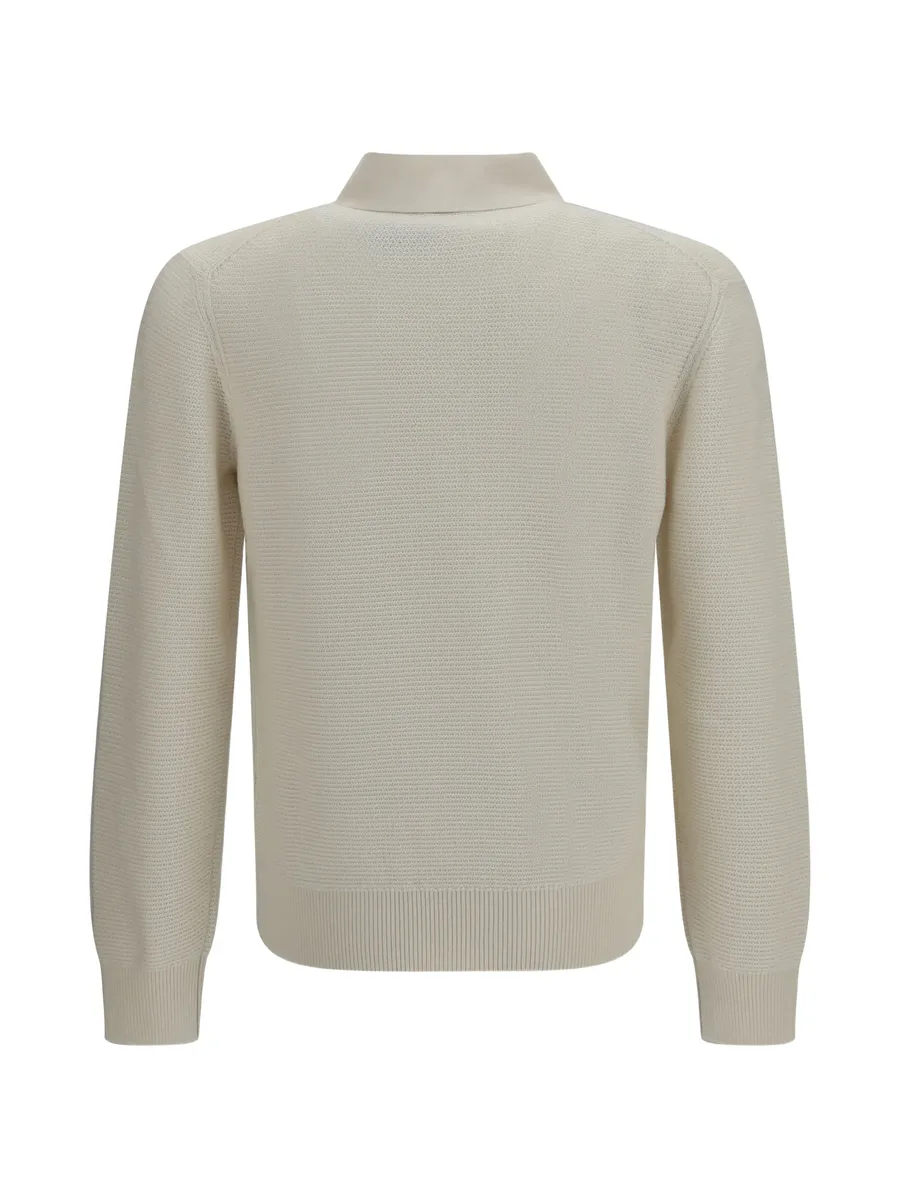 waffle-knit long-sleeve polo shirt 2