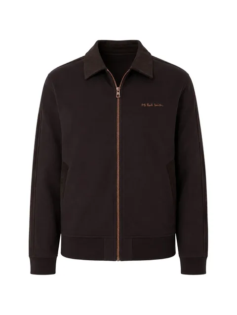 corduroy-trim zip-up jacket