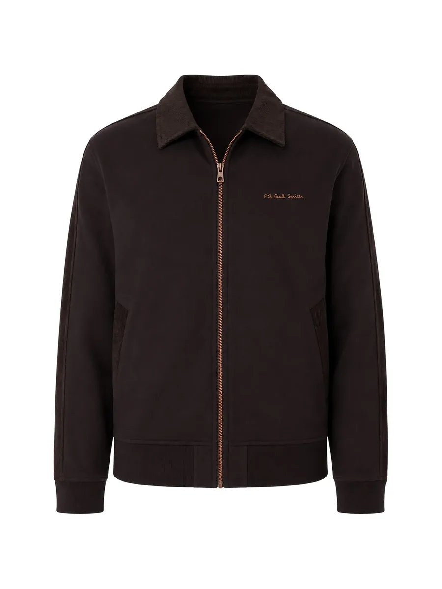 corduroy-trim zip-up jacket 1
