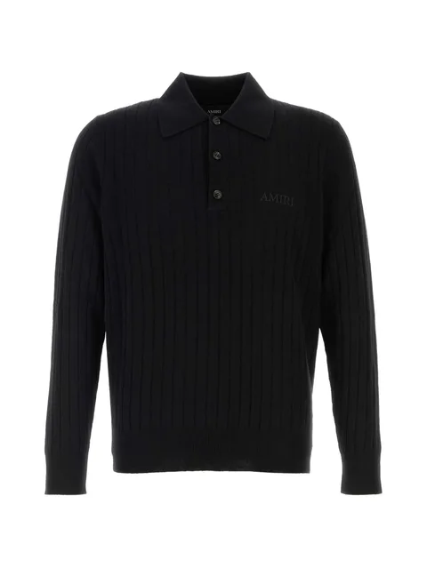 ribbed-knit polo shirt
