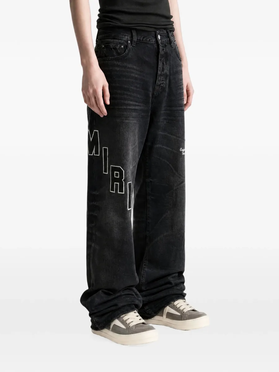 logo-embroidered faded jeans 3