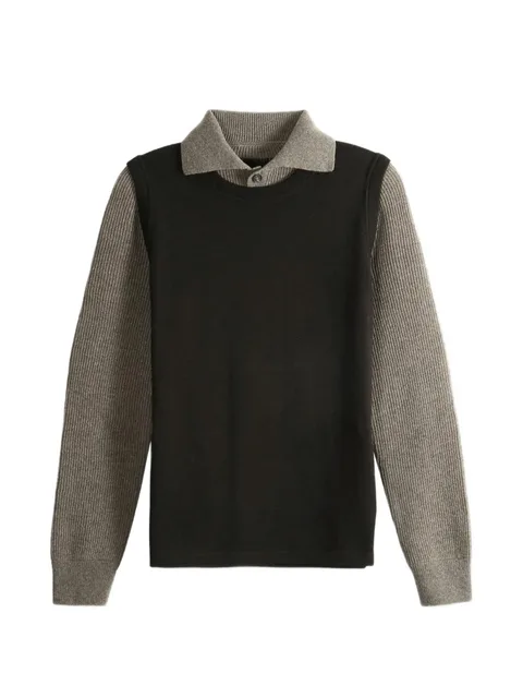 layered-effect ribbed-sleeve sweater