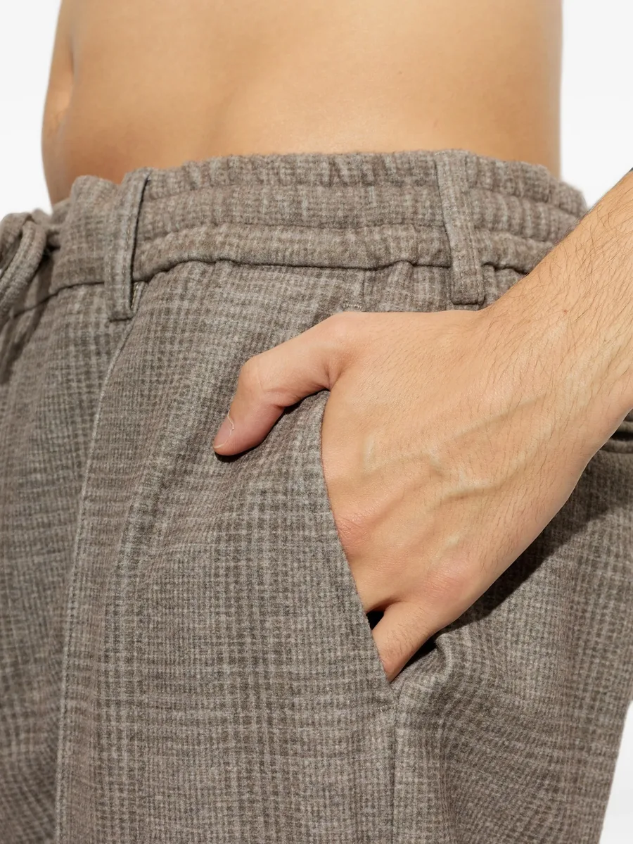 check-pattern drawstring trousers 5