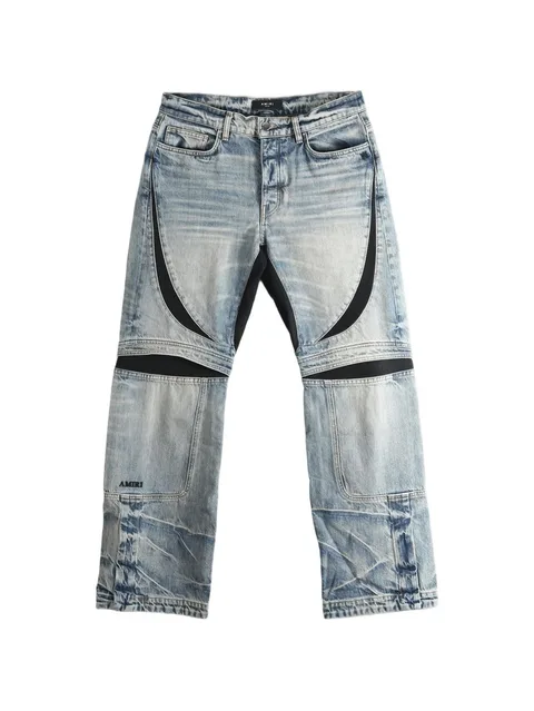 panelled distressed jeans