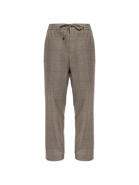 check-pattern drawstring trousers