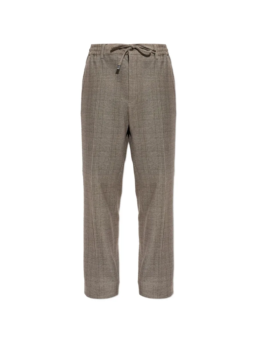 check-pattern drawstring trousers 1