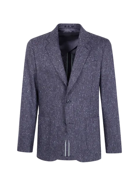 dark grey donegal wool patch-pocket blazer