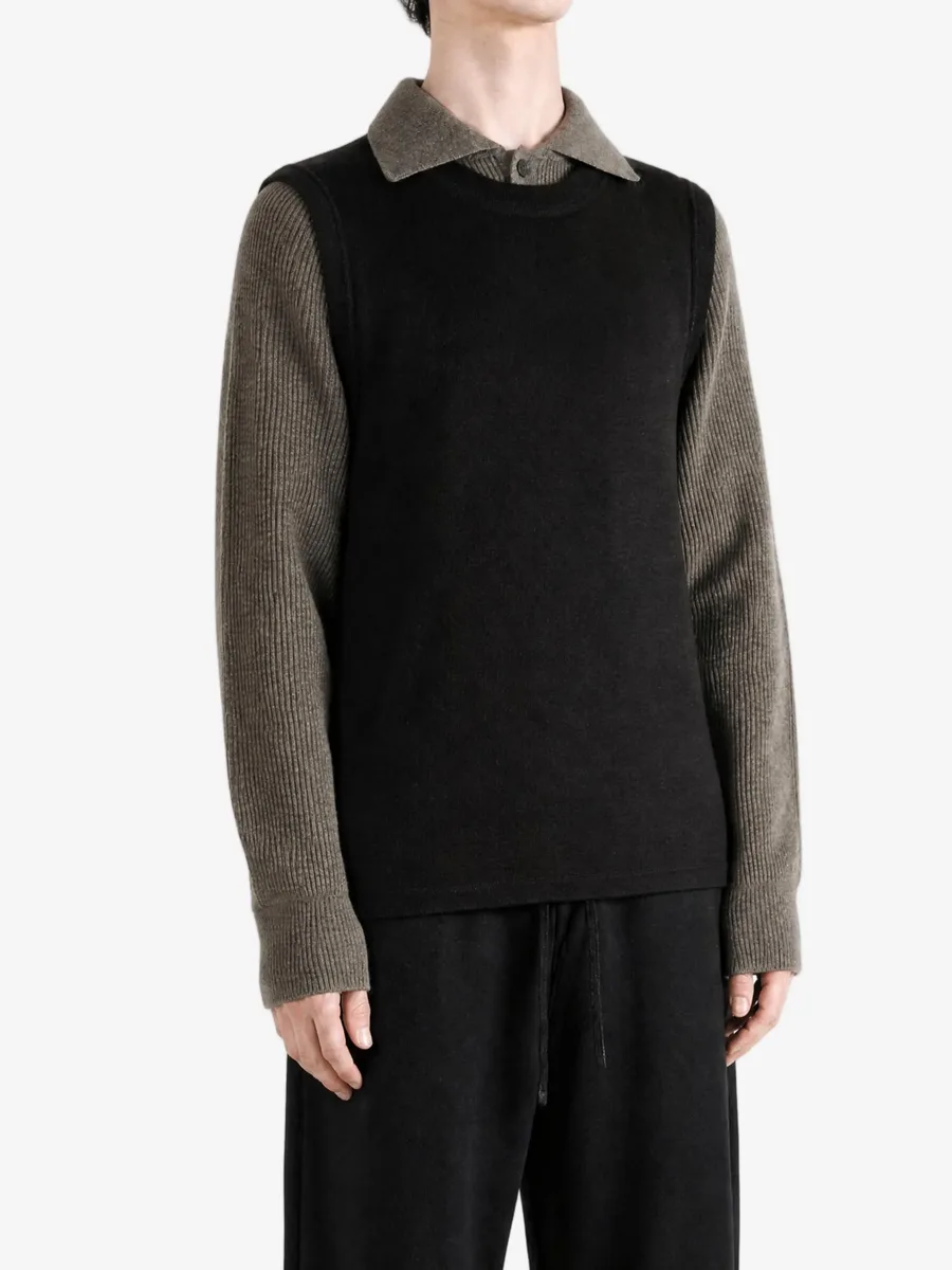 layered-effect ribbed-sleeve sweater 3