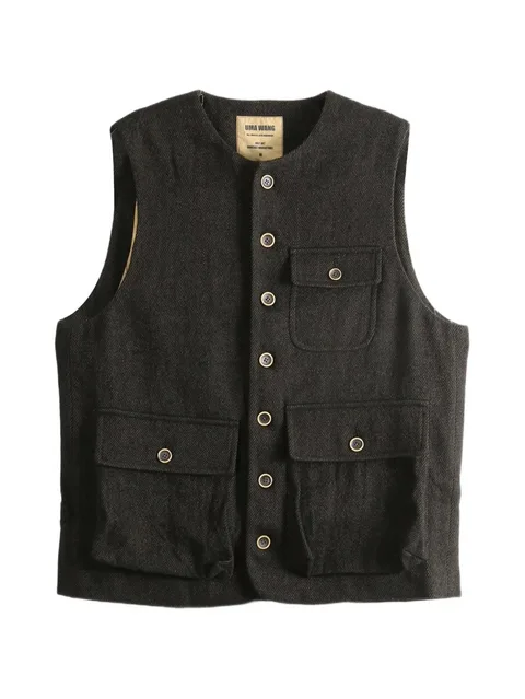 button-up pocket-detail gilet