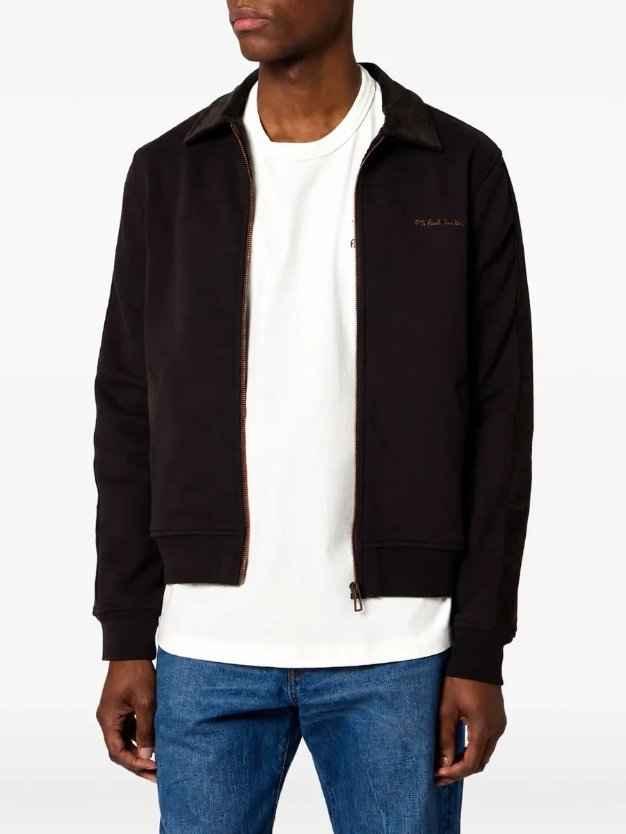 corduroy-trim zip-up jacket 2