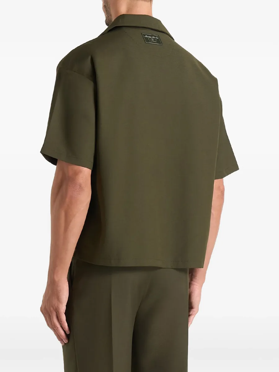 Abel in olive boxy twill double-breasted shirt 4