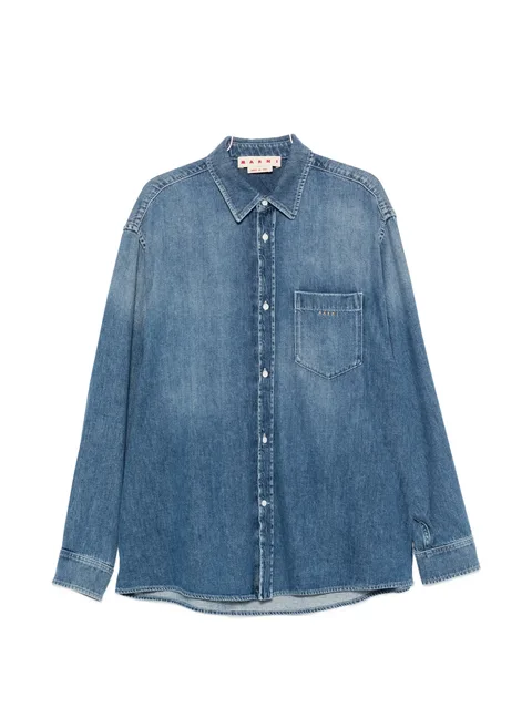 spread-collar chest-pocket shirt